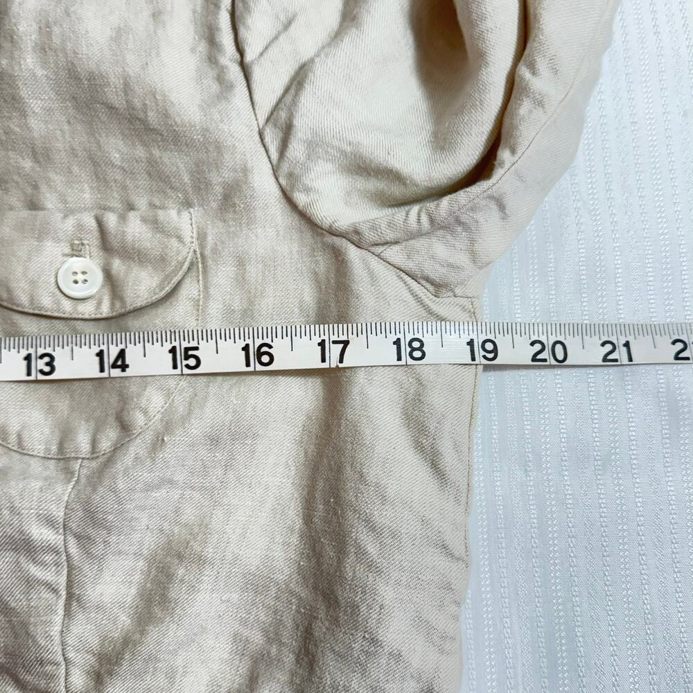 Lands' End 10P Linen Blazer Beige Jacket 3/4 Sleeve Hook & Eye Closure Classic - Picture 4 of 10